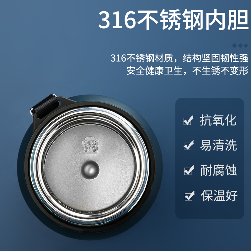 316不锈钢保温杯商务办公泡茶水杯子户外大容量车载便携防漏壶1L