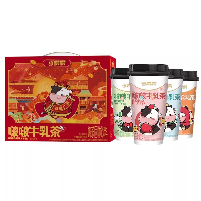 香飘飘啵啵牛乳茶12杯混合口味整箱正品0植脂末芝士啵啵牛乳茶