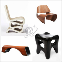 Nordic Modern Design Chair Imitation Wood Grain GRP Casual Chair Hotel Decent Board Room Creative Chair Profiled stool