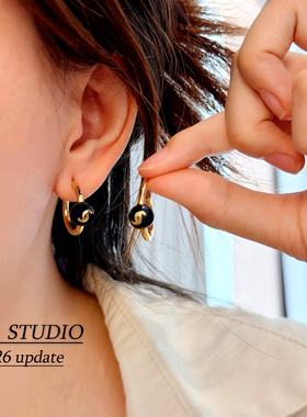 YANSTUDIO/26新款小圆球弯钩耳环