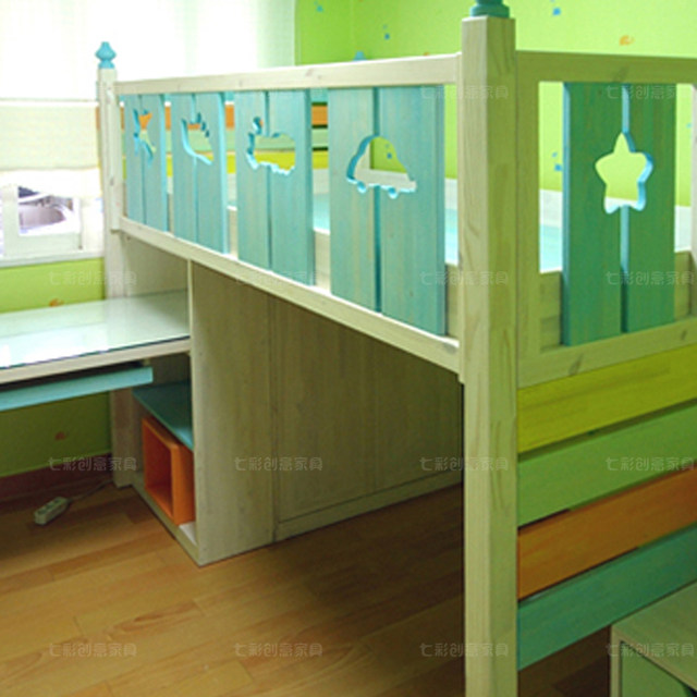 Solid wood children's bed Korean-style European-style children's furniture single-layer loft bed with stair cabinet storage bed can be customized