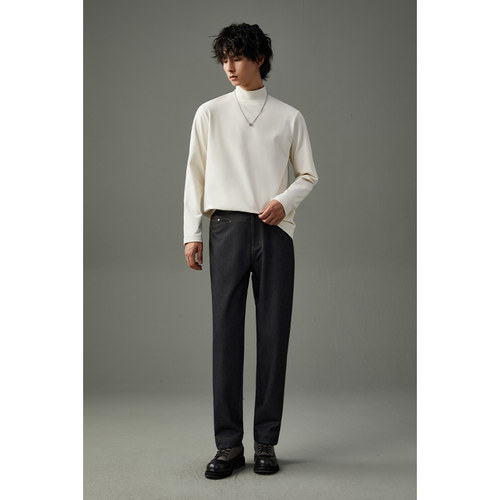 w2x秋冬季加厚双面德绒中领长袖T恤半高领纯色打底衫百搭内搭体恤 - 图3