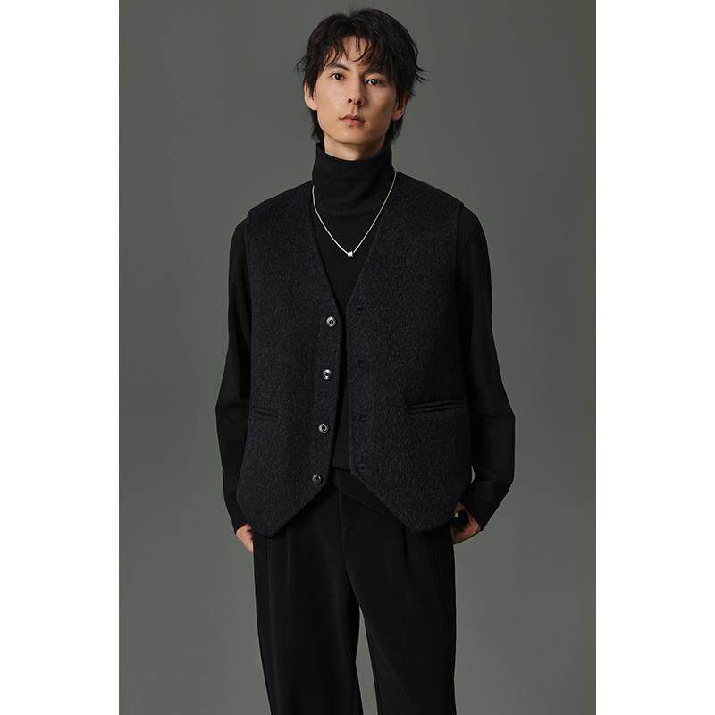 w2x2025冬季新款950g双面绵羊毛加厚无袖马甲外套设计感痞帅背心,淘宝优惠券,粉丝福利购,淘宝优惠卷