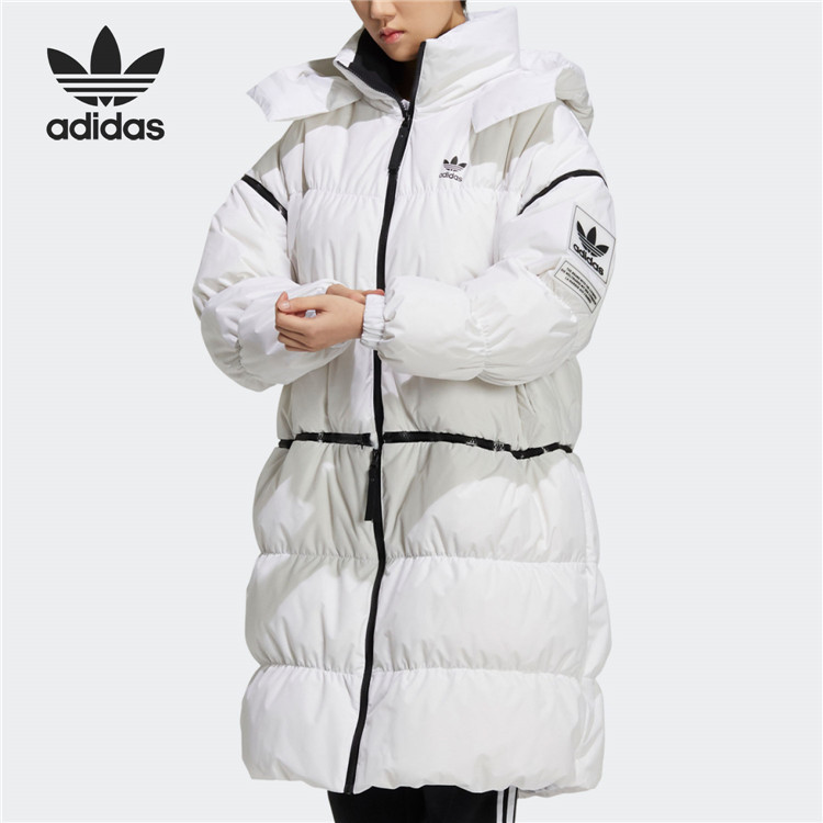 Adidas/阿迪达斯三叶草女冬季中长款可拆卸保暖鸭绒羽绒服 HF1582 - 图1