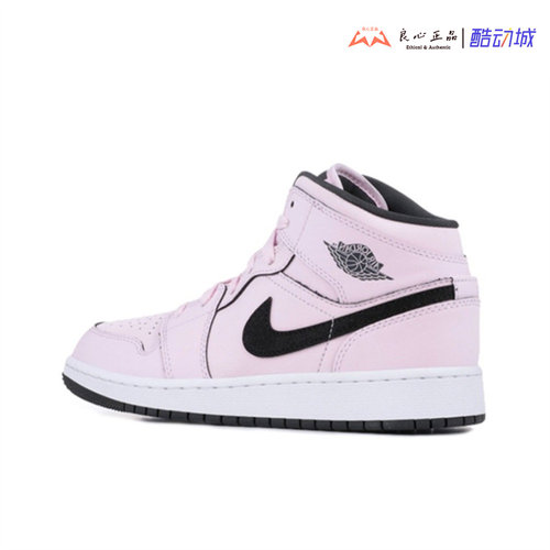 Air Jordan 1 GS 樱花粉男女中帮耐磨复古休闲篮球鞋 555112-601 - 图0