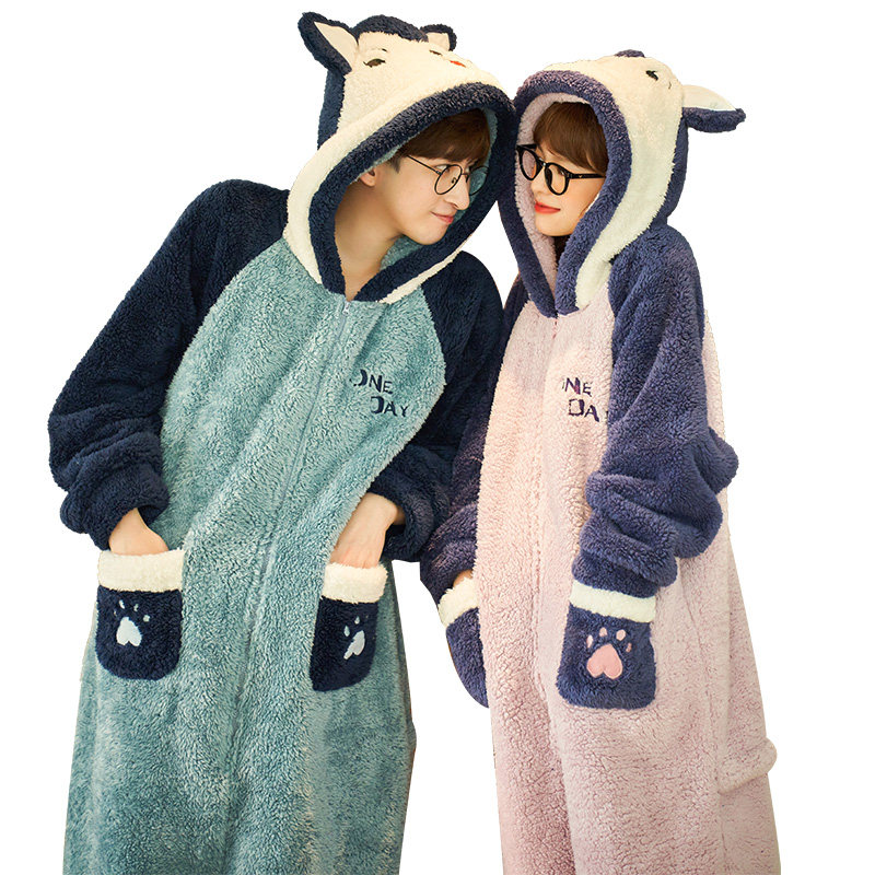 秋冬季连体卡通学生法兰绒冬天睡衣 安绵睡衣/家居服套装