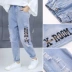 Quần jean nữ mùa thu 2019 mới mùa xuân và mùa thu trẻ em nước ngoài gas ống rộng denim quần dài - Quần jean