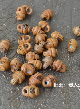 桃核雕刻桃蓝龙纹DIY饰品配件