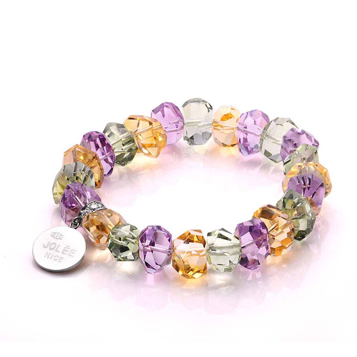 jolee彩色宝石天然水晶简约手镯 jolee手链
