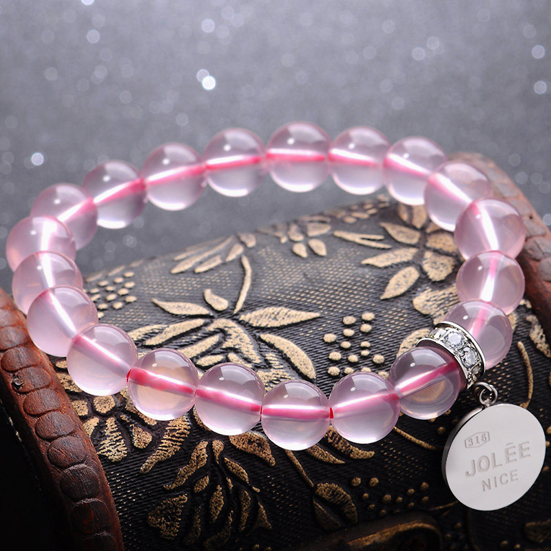 jolee天然粉水晶手串彩色宝石手链 jolee手链