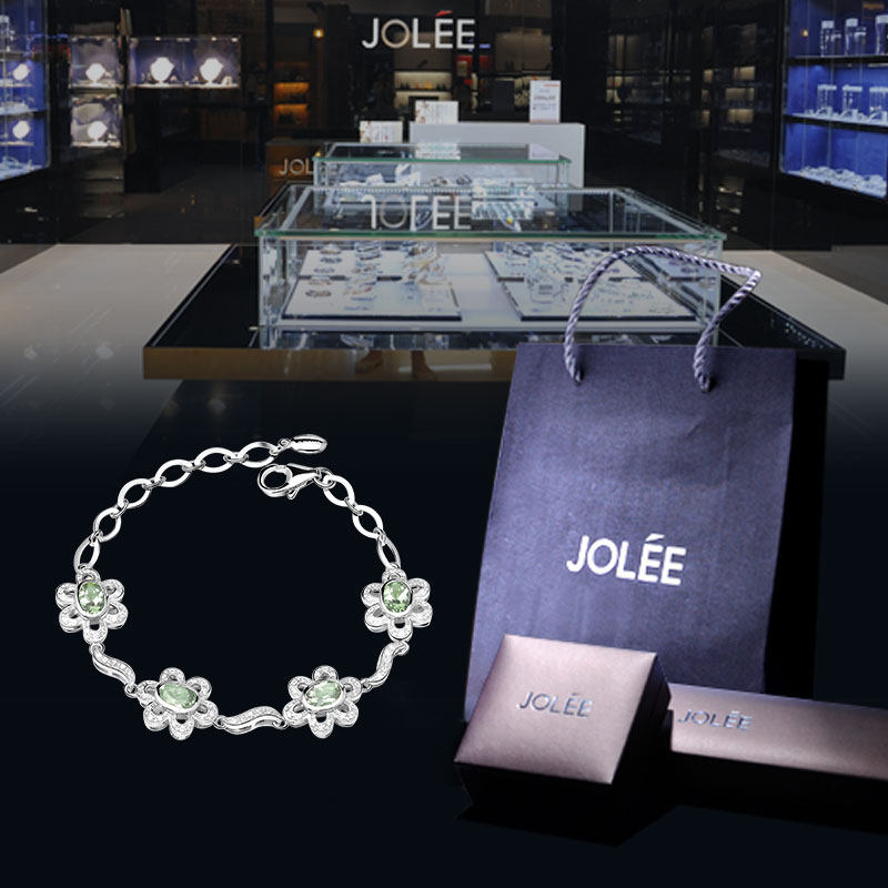 jolee女天然水晶s925银彩色手镯 jolee手链