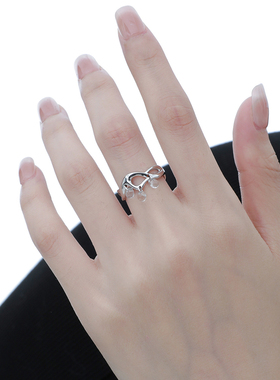 小众个性ins冷淡风高级感液态膨胀水滴S925纯银开口戒指女