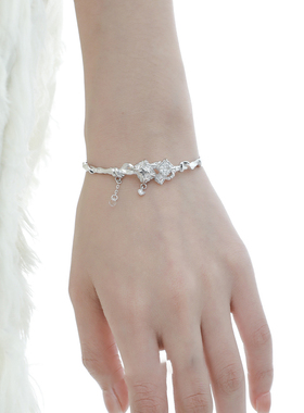 原创小众设计高级感极简冷淡风假宝石液态S925纯银手镯女