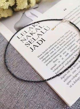 s925黑色黄金吊坠编织绳子锁骨链