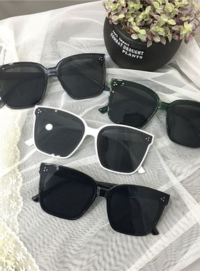 新款网红白色墨镜大脸韩版街拍