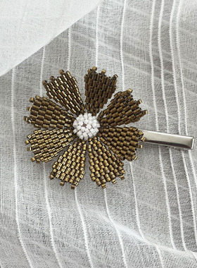 重工金属复古手工串珠花朵鸭嘴夹