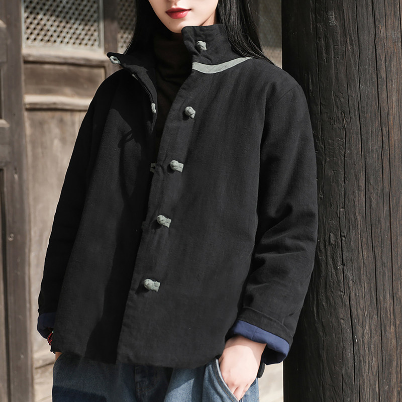 苎麻加厚棉衣女冬2025新款棉麻夹棉棉服韩版复古保暖宽松棉袄外套,淘宝优惠券,粉丝福利购,淘宝优惠卷