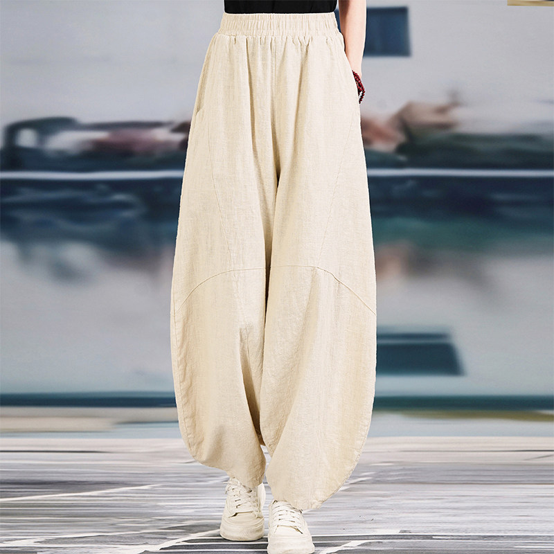 苎麻复古阔腿萝卜裤宽松长裤女灯笼裤2026春秋棉麻打坐禅修太极裤,淘宝优惠券,粉丝福利购,淘宝优惠卷