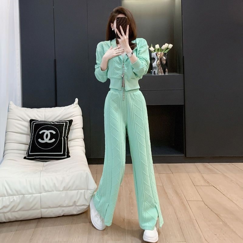 小香风显瘦气质套装女小个阔腿裤2025新款春秋高级感两件洋气百搭,淘宝优惠券,粉丝福利购,淘宝优惠卷