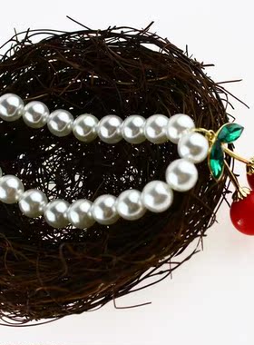 水灵樱桃珍珠项链甜美时尚