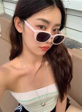 防晒韩系小粉框墨镜显脸小太阳镜