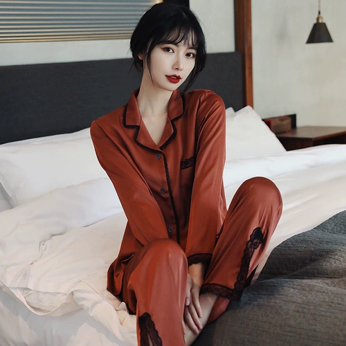 Осенняя тонкая шелковая модная пижама, комплект, коллекция 2023, в западном стиле, популярно в интернете, премиум класс