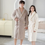 Фланелевый демисезонный банный халат для влюбленных, коралловая бархатная пижама, лонгслив подходит для мужчин и женщин, увеличенная толщина