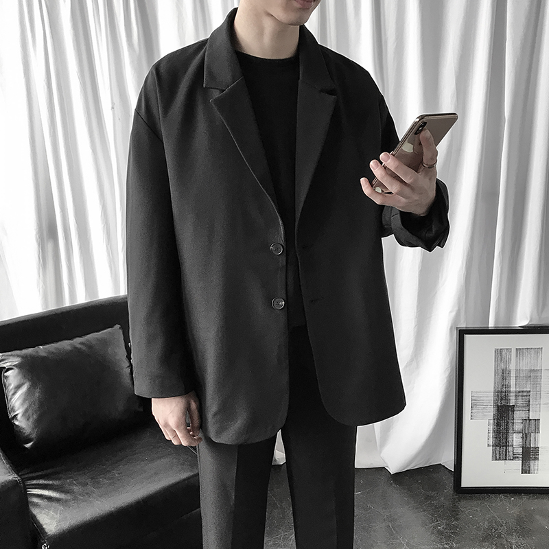 三哥范 Fashion原创 韩范精品男装英伦风帅气黑色小西装男士宽松韩版外套雅痞西服套装休闲大码潮流1