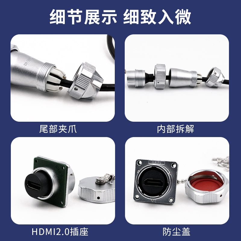 WEIPU威浦WY24 HDMI防水工业数据连接器HDMI2.0接头航空插线缆-图2