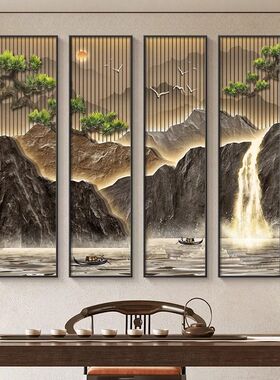 新中式客厅装饰画流水生财沙发