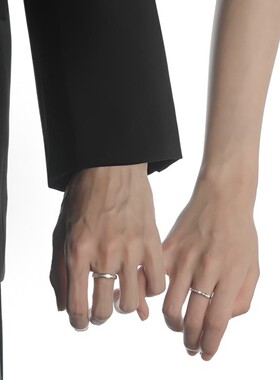 S925纯银诺言情侣戒指男女一对开口可调节蝴蝶结小众时尚饰品