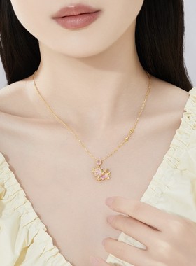 新款s925纯银幻彩星光独角兽项链女小众轻奢百搭感吊坠锁骨链