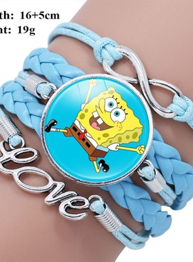 欧美风格 动画可爱周边海绵宝宝手工编织多层diy饰品手链