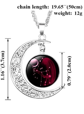 女式简约十二星座月亮吊坠项链 ZODIAC月牙项链