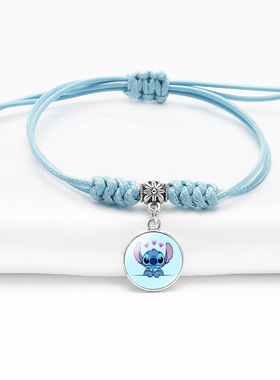 星际宝贝史迪奇蓝色卡通金刚结伸缩手链 史迪仔Stitch手环