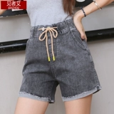 Джинсовая юбка, летние шорты, тонкие штаны, эластичная талия, оверсайз, высокая талия, свободный крой, по фигуре, А-силуэт