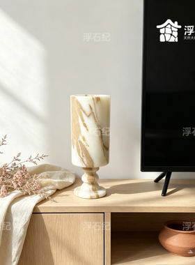 高级感法式复古花瓶云中翡翠烛台托盘大口径风灯花瓶插花鲜花干花