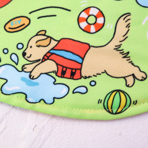 原创金毛巡回犬玩水系列宠物套头松紧围巾双面戴三角巾狗狗口水巾 - 图2