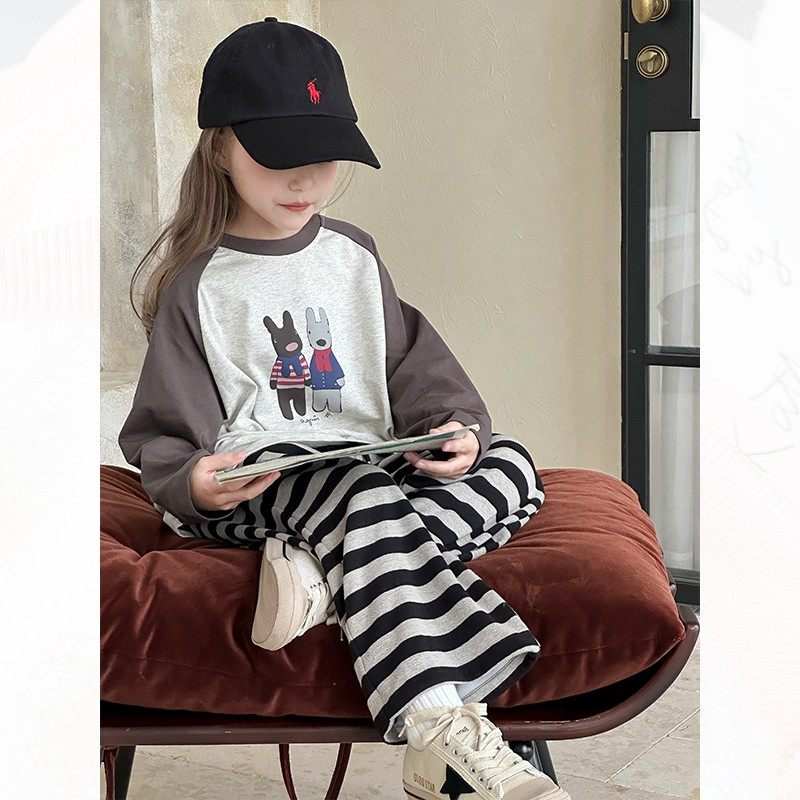 儿童裤子25春秋季新款男女童韩版宽松条纹直筒裤中大童运动裤卫裤,淘宝优惠券,粉丝福利购,淘宝优惠卷