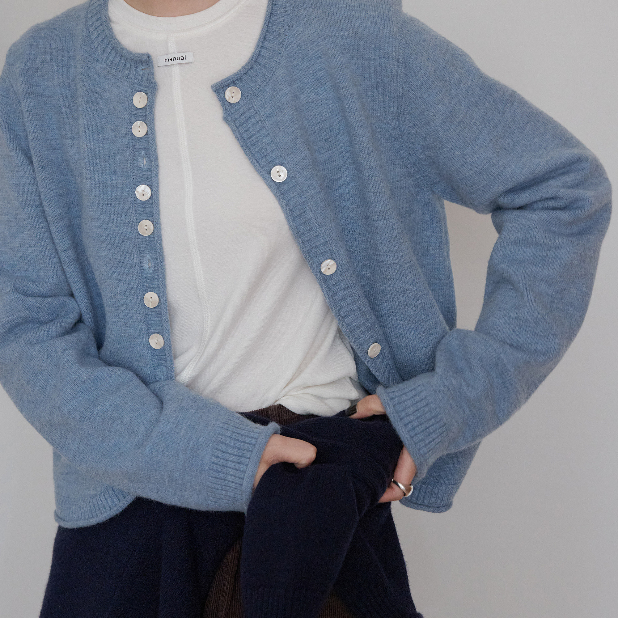 VNOOK天丝羊毛打底衫女秋冬新款亲肤修身显廋弹力正肩圆领长袖t恤