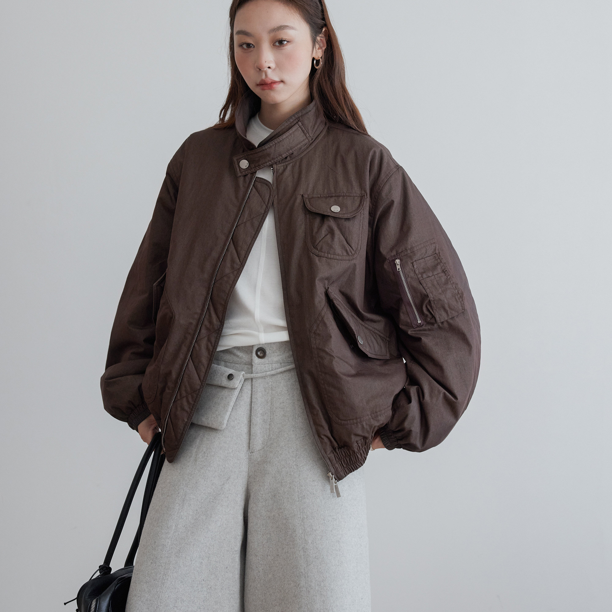 VNOOK天丝羊毛打底衫女秋冬新款亲肤修身显廋弹力正肩圆领长袖t恤