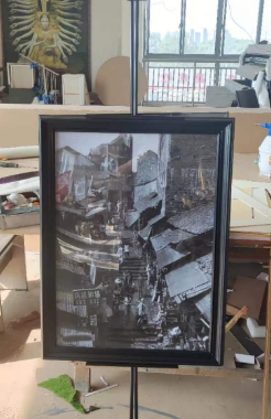 吊杆画不锈钢架子烤漆装饰挂画新中式画来图定制