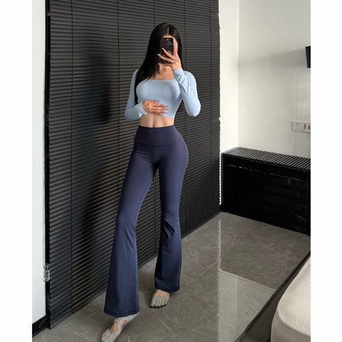 加绒提臀微喇裤高腰显瘦加厚瑜伽裤女普拉提健身长裤秋冬可外穿 - 图2