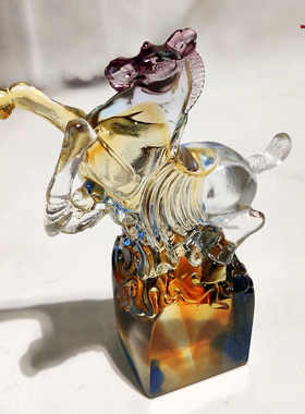 琉璃印章送客户工艺品定制刻字