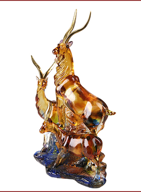 琉璃三阳开泰乔迁新居水晶工艺品