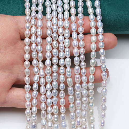 【限量清仓】4mm天然淡水AK珍珠螺纹毛毛虫类圆水滴半成品链SGR - 图3