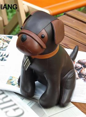 创意手工摆件真皮狗狗招财狗玩具家居玄关桌面摆件礼品跨境热销