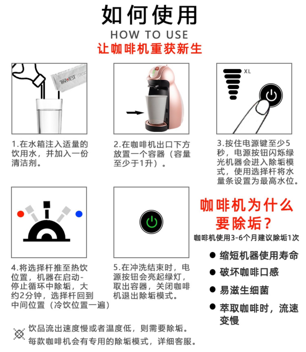 雀巢多趣酷思胶囊咖啡机除垢剂去黄灯清洁保养适用Dolce Gusto-图1