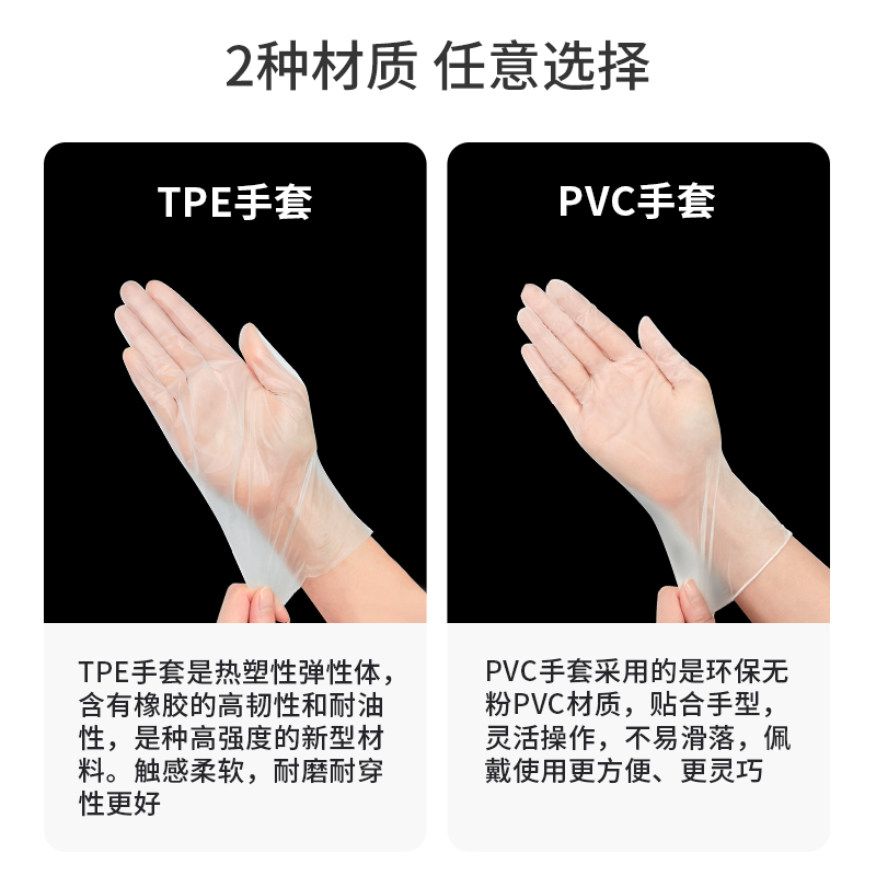 食品级专用一次性手套TPE抽取式烘焙餐饮厨房加厚耐用PVC防护手膜