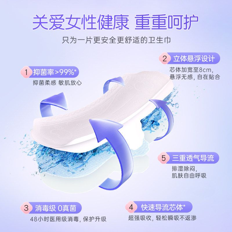舒莱医护级超薄透气卫生巾悬浮芯女 舒莱卫生巾